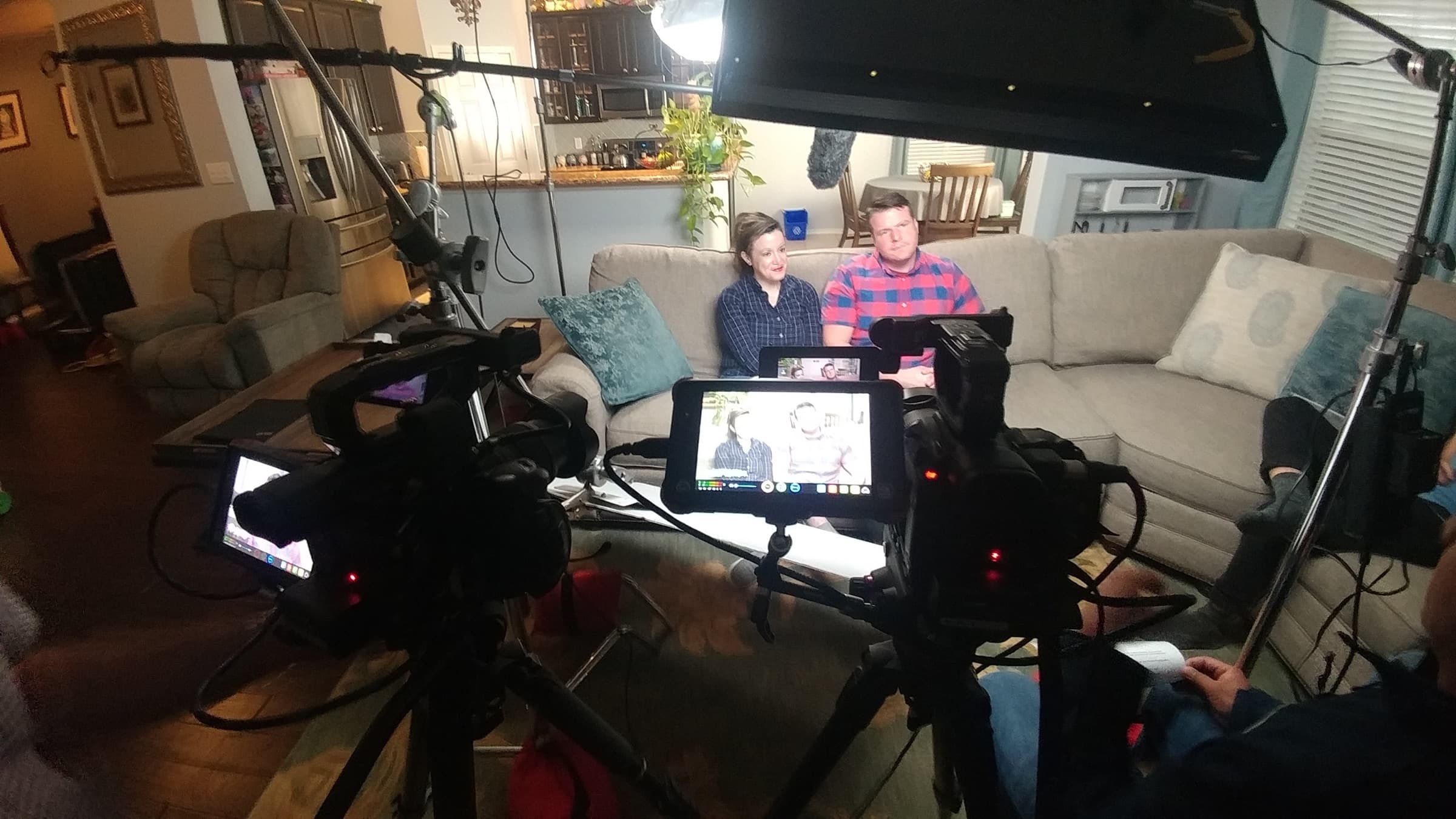 Multi-camera interview production in a home setting