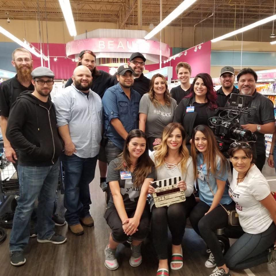 Media Bar production crew together on location at HEB