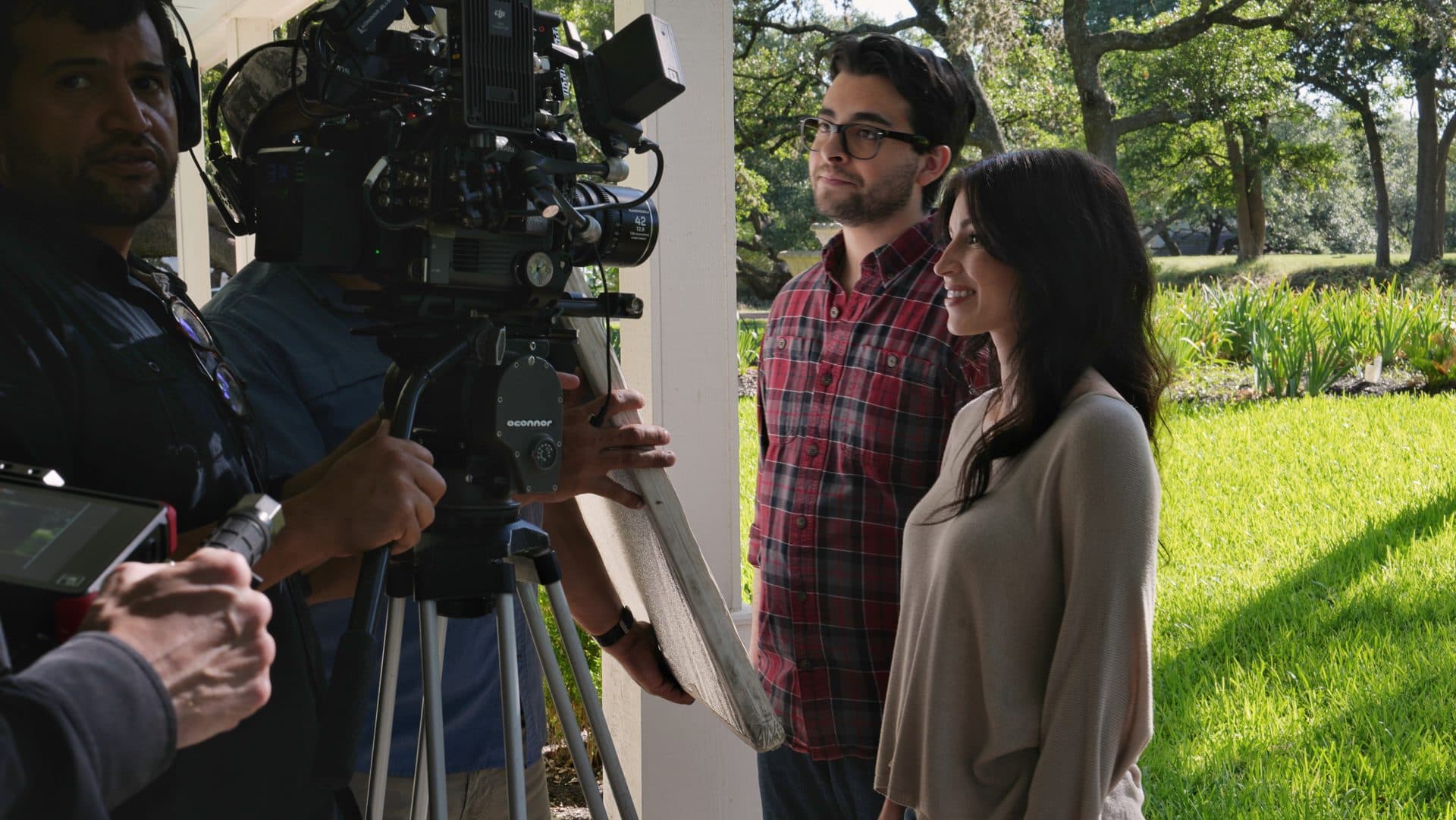 Media Bar Productions crew filming a Texas credit union commercial