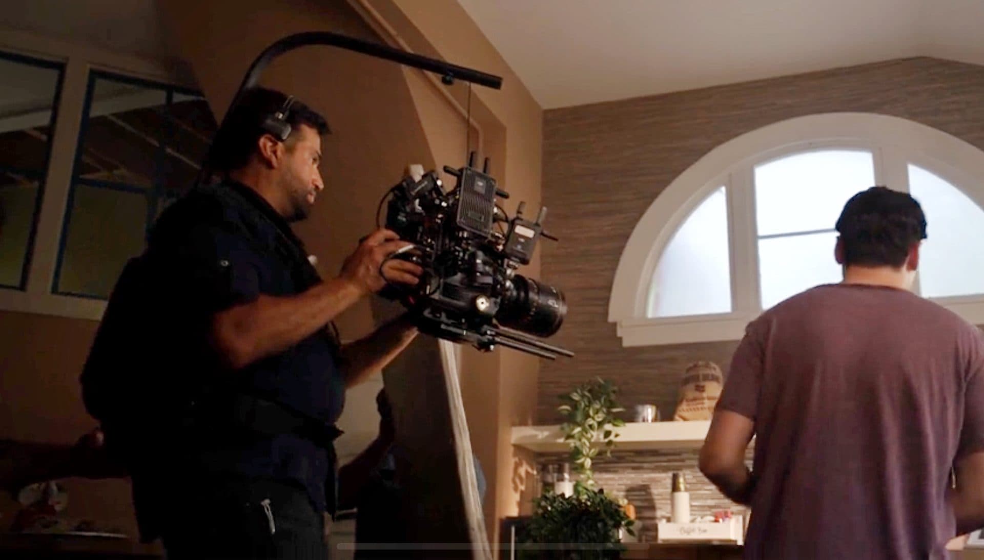 Steadicam operator on a Media Bar Productions financial-services commercial shoot